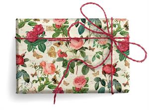 DECORATIVE PAPER WITH GOLD POWDER VINTAGE ROSES
