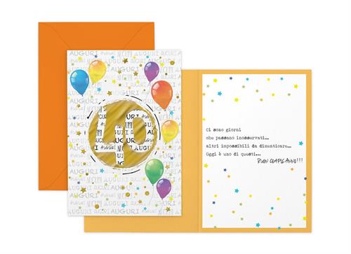 GREETING CARD 40 BIRTHDAY WITH STARS AND BALLOONS