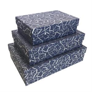GIFT BOXES THIN 3 SIZES BLUE GRID