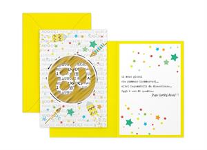 GREETING CARD 80 BIRTHDAY WITH STARS AND ROCKETS