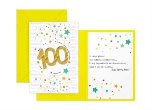 GREETING CARD 100 BIRTHDAY WITH COLORFUL STARS