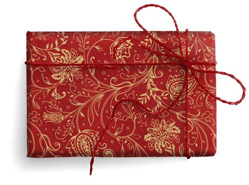 DECORATIVE PAPER WITH GOLD POWDER ELEGANCE ON RED