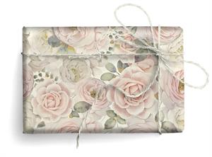 DECORATIVE PAPER WITH GOLD POWDER PINK ROSES