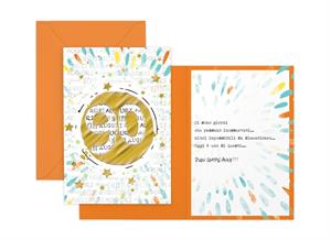 GREETING CARD 90 BIRTHDAY WITH COLOR'S SPLASHES